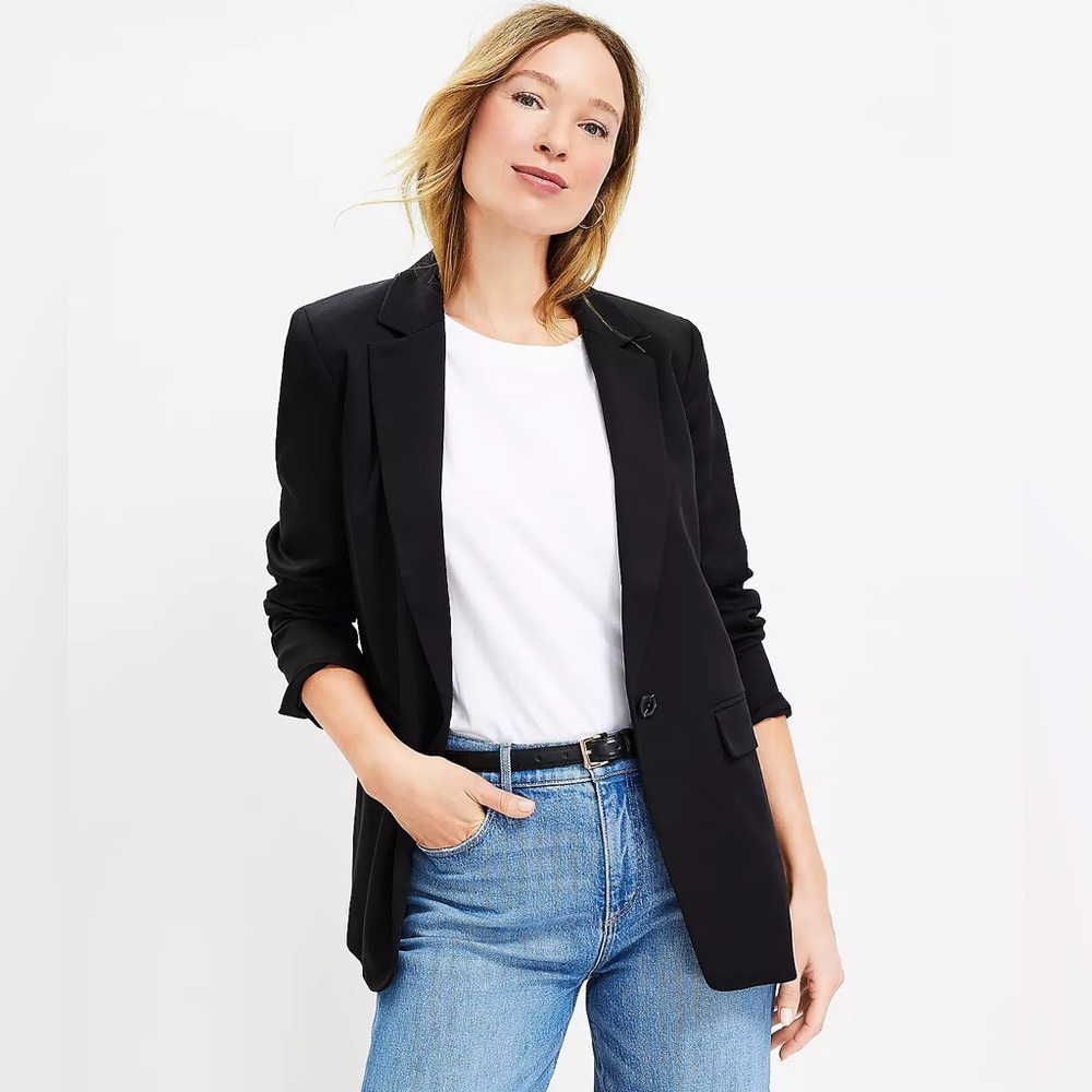 LOFT Emory Long Modern Blazer in Black size 10